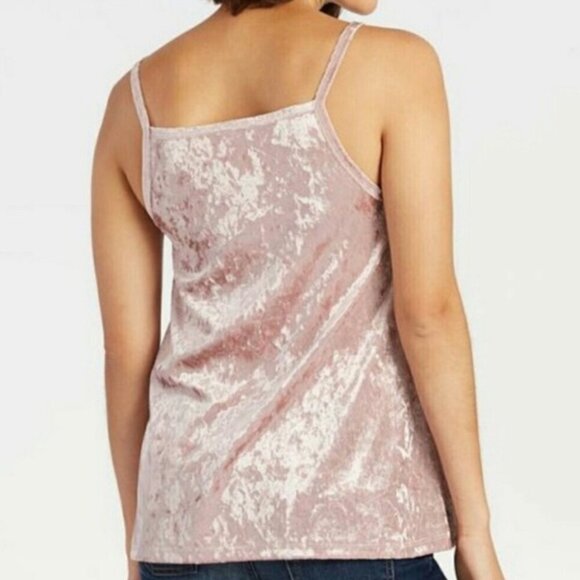 ALLISON JOY EVEREVE Cori Velvet Tank Blush Light Pink Velour Sleeveless Preppy M - Picture 3 of 12
